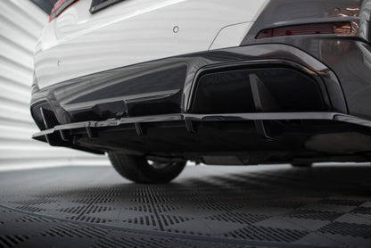 Maxton Mittlerer Diffusor Heck Ansatz DTM Look für V.1 BMW i4 M-Paket G26 schwarz Hochglanz