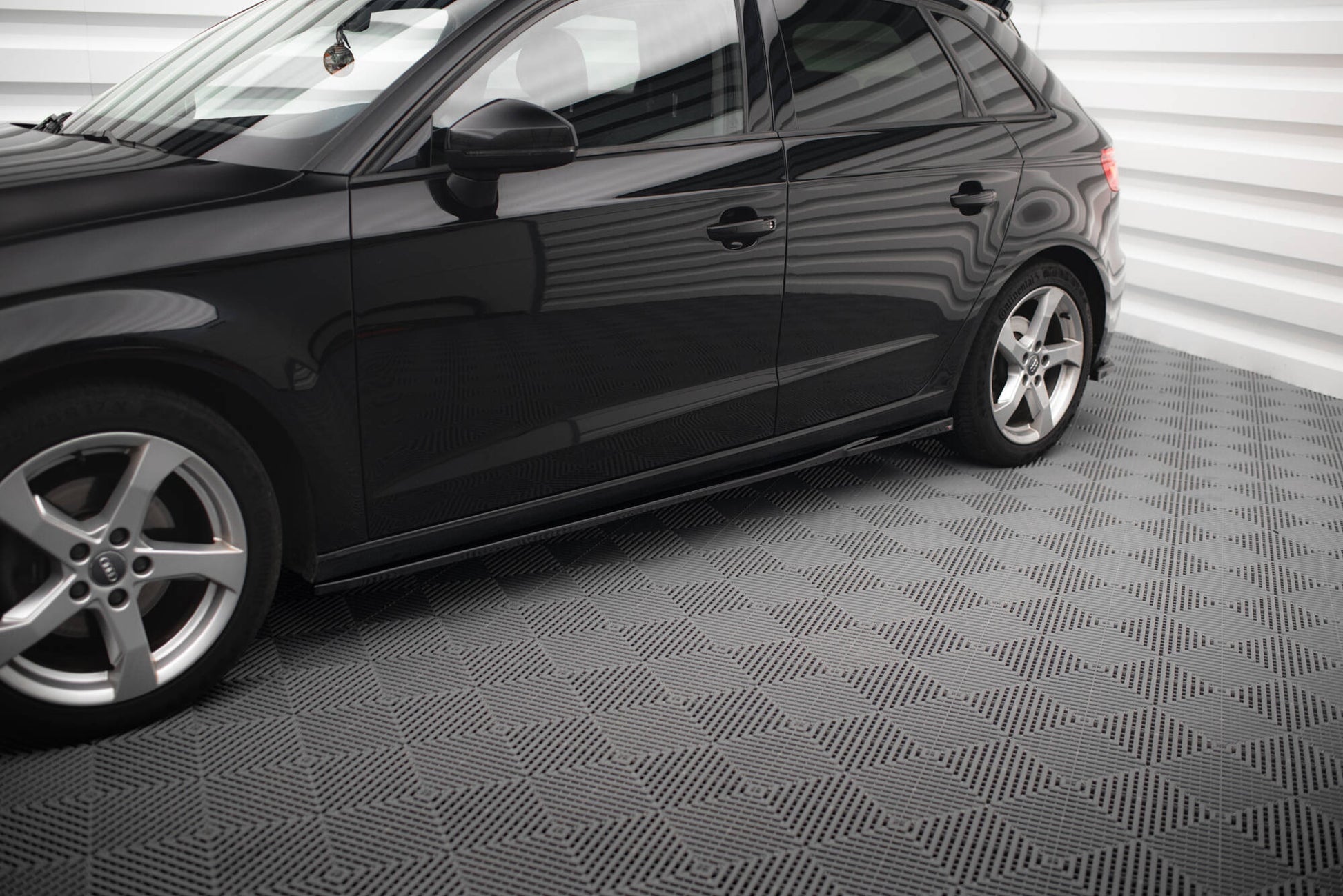 Maxton Seitenschweller Ansatz für Audi A3 Sportback 8V Facelift schwarz Hochglanz
