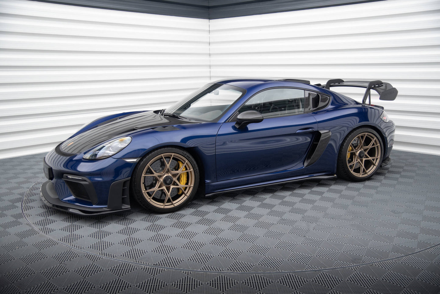 Maxton Seitenschweller Ansatz für Porsche 718 Cayman GT4 RS 982c schwarz Hochglanz