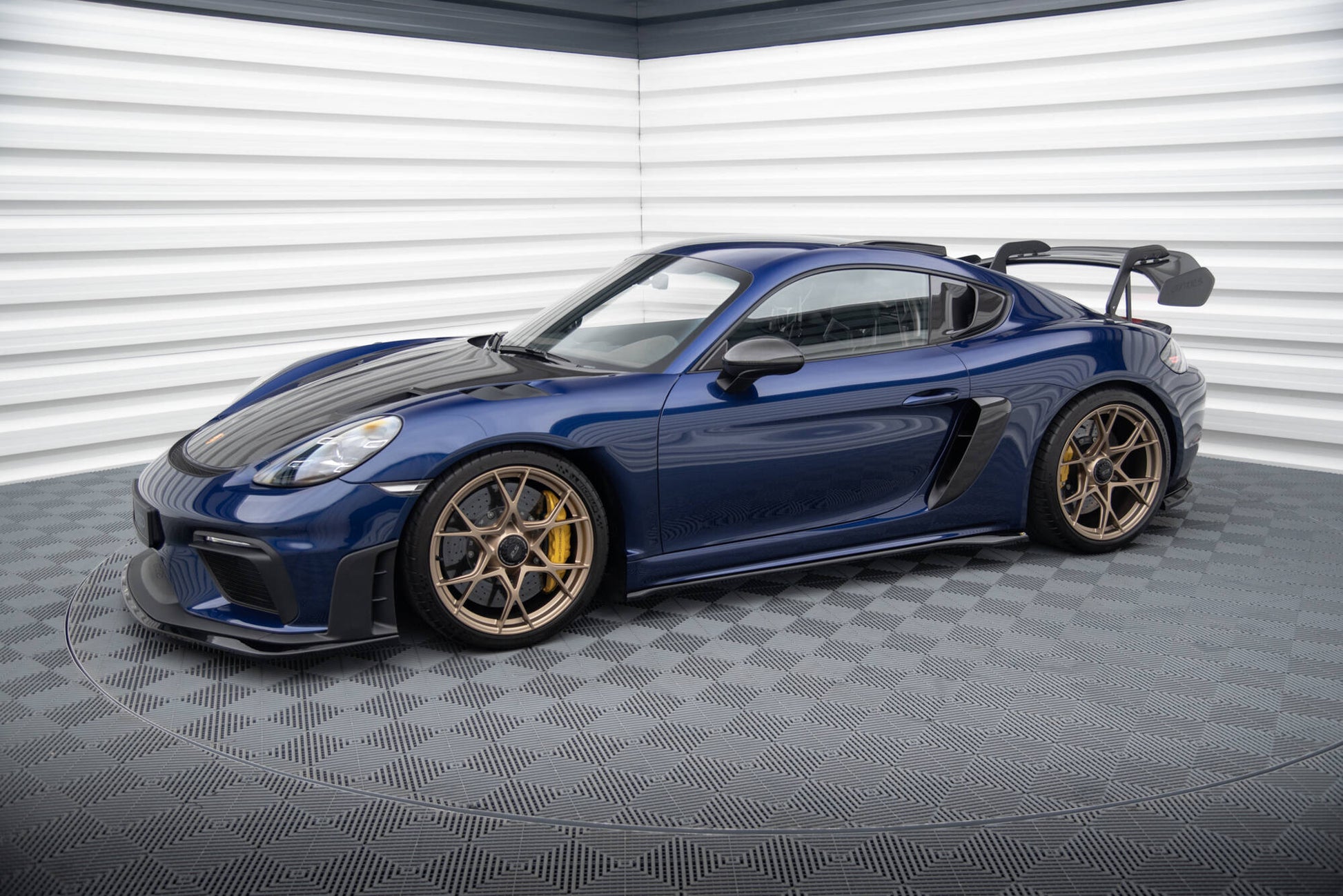 Maxton Seitenschweller Ansatz für Porsche 718 Cayman GT4 RS 982c schwarz Hochglanz