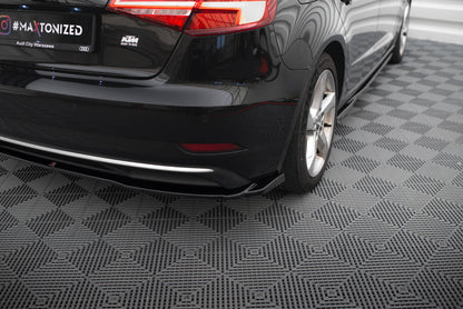 Maxton Heck Ansatz Flaps Diffusor für Audi A3 Sportback 8V Facelift schwarz Hochglanz