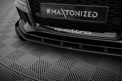 Maxton Street Pro Front Ansatz für +Flaps für V.1 + Flaps Audi RS3 Limousine 8V Facelift schwarz Hochglanz