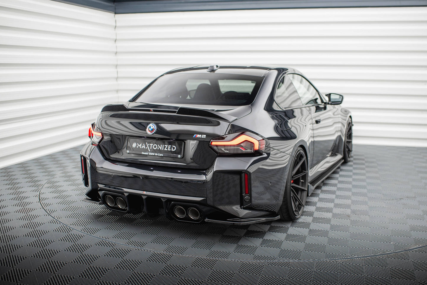 Maxton Heck Ansatz Flaps Diffusor V.5 für BMW M2 G87 schwarz Hochglanz