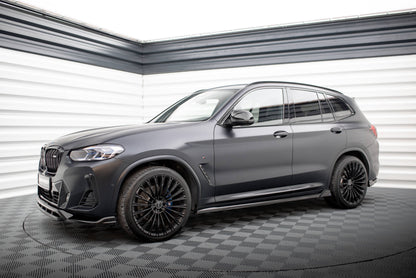 Maxton Seitenschweller Ansatz für BMW X3 M-Paket G01 Facelift schwarz Hochglanz