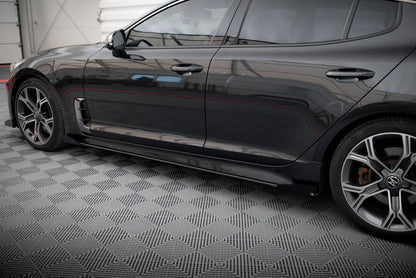 Maxton Street Pro Seitenschweller Ansatz für + Flaps Kia Stinger GT / GT-Line / Standard Mk1 schwarz Hochglanz