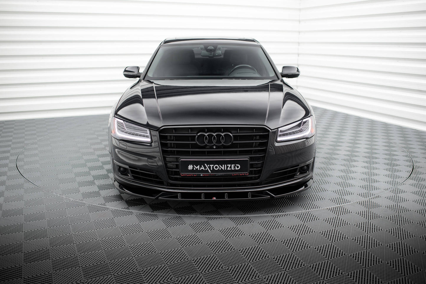 Maxton Front Ansatz für Audi A8 D4 Facelift schwarz Hochglanz