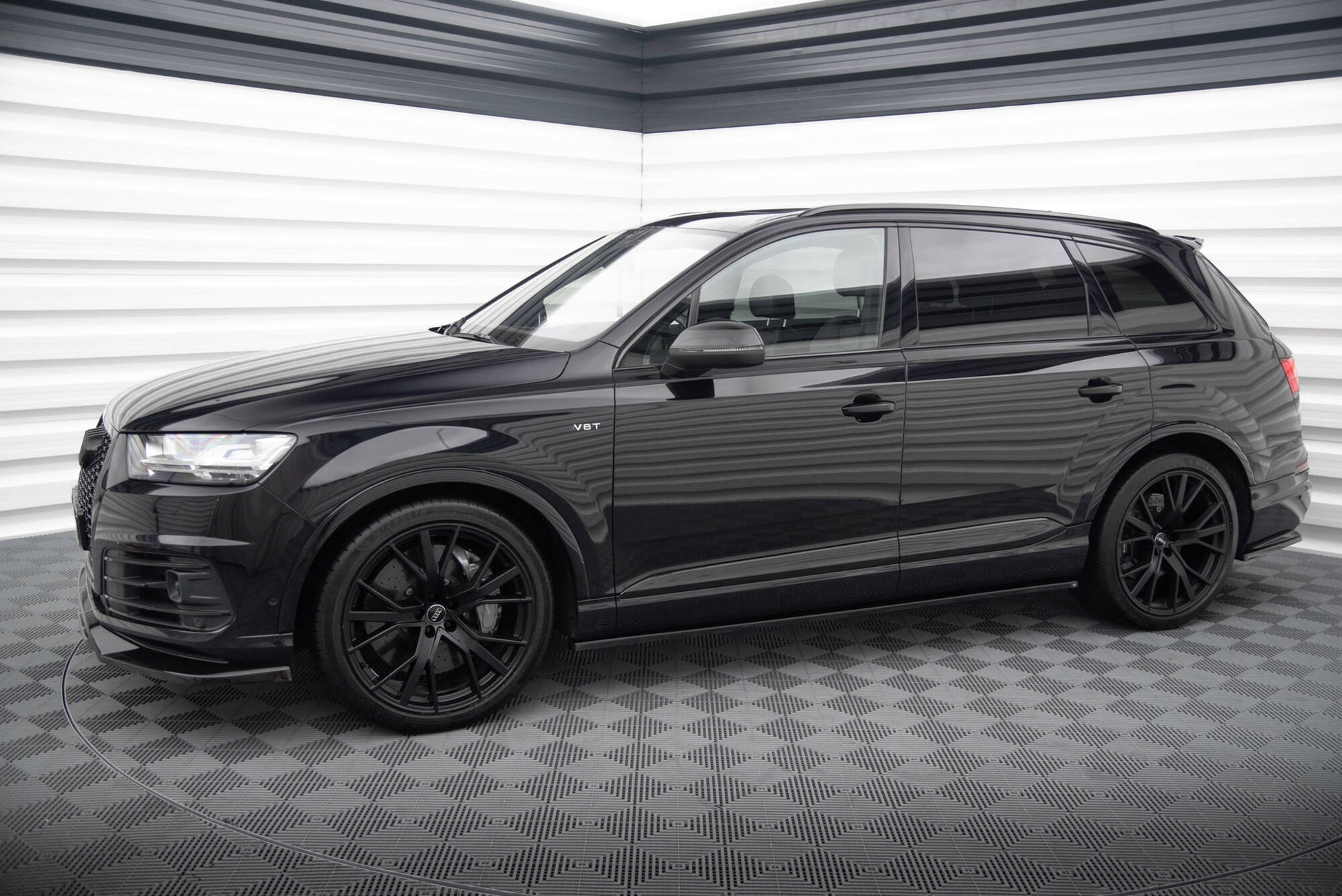 Maxton Seitenschweller Ansatz für V.2 für Audi SQ7 / Q7 S-Line Mk2 schwarz Hochglanz