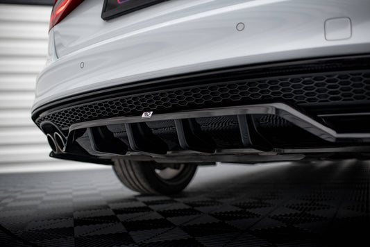 Maxton Mittlerer Diffusor Heck Ansatz DTM Look für Audi A4 Competition B8 Facelift schwarz Hochglanz