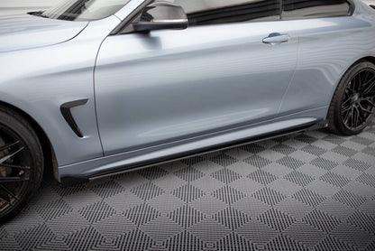 Maxton Street Pro Seitenschweller Ansatz für + Flaps BMW 4er Coupe / Gran Coupe / Cabrio M-Paket F32 / F36 / F33  schwarz ...