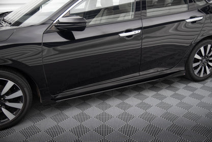 Maxton Street Pro Seitenschweller Ansatz für + Flaps Honda Civic Mk10 schwarz Hochglanz