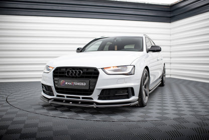 Maxton Front Ansatz V.1 für Audi A4 Competition B8 Facelift schwarz Hochglanz
