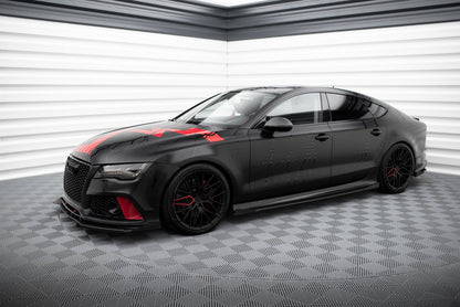 Maxton Street Pro Seitenschweller Ansatz für + Flaps Audi A7 S-Line C7 schwarz Hochglanz