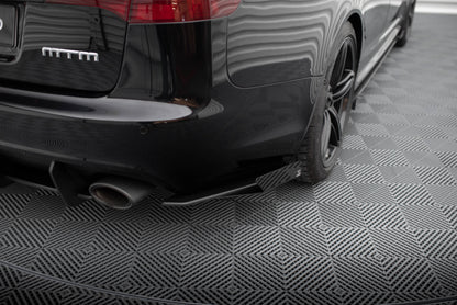 Maxton Street Pro Heck Ansatz Flaps Diffusor +Flaps für Audi RS6 Avant C6 schwarz Hochglanz