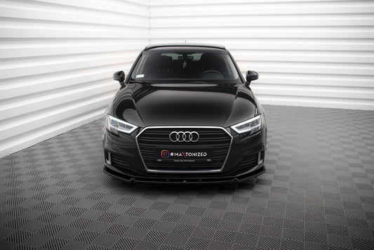Maxton Front Ansatz V.1 für Audi A3 Sportback 8V Facelift schwarz Hochglanz