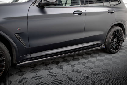 Maxton Seitenschweller Ansatz für BMW X3 M-Paket G01 Facelift schwarz Hochglanz