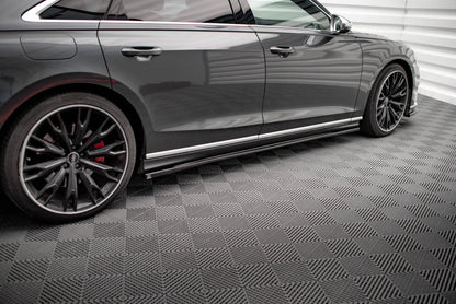 Maxton Seitenschweller Ansatz für Audi S8 / A8 S-Line D5 schwarz Hochglanz