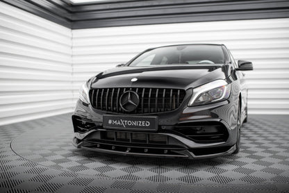 Maxton Front Ansatz V.2 für Mercedes-Benz A AMG-Line W176 Facelift schwarz Hochglanz