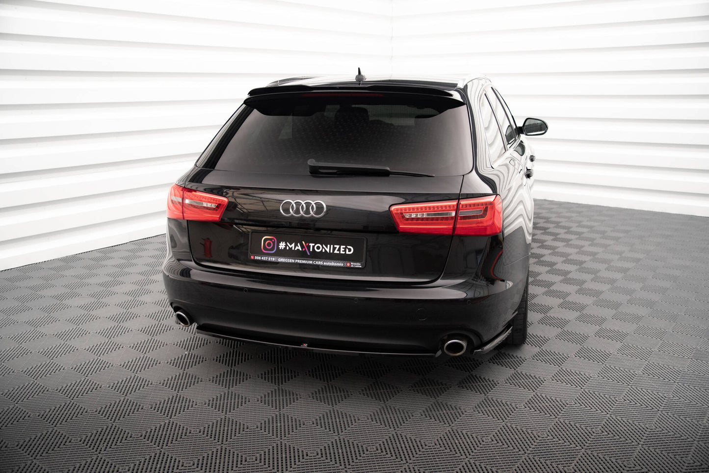 Maxton Heck Ansatz Flaps Diffusor V.2 für Audi A6 Avant C7 schwarz Hochglanz