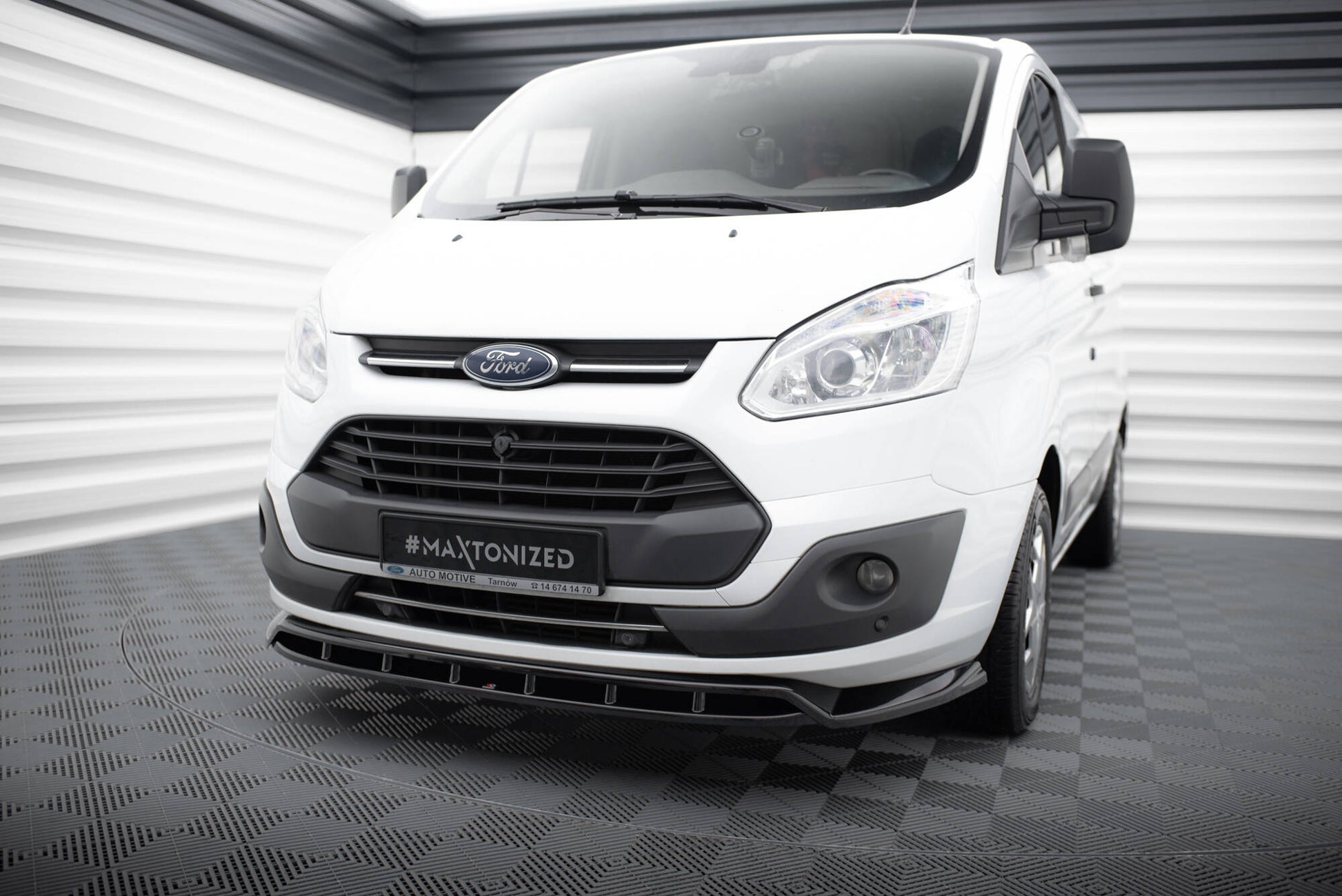Maxton Front Ansatz für Ford Transit Custom Mk1 schwarz Hochglanz