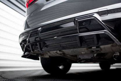 Maxton Mittlerer Diffusor Heck Ansatz DTM Look für BMW X5 M F95 Facelift schwarz Hochglanz