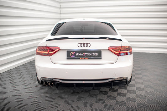 Maxton Diffusor Heck Ansatz für Audi A5 Coupe 8T Facelift (Version mit Doppelauspuff auf einer Seite) schwarz Hochglanz