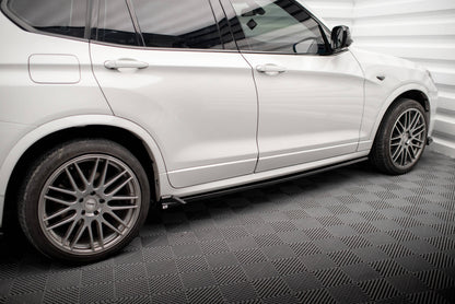 Maxton Seitenschweller Ansatz für BMW X3 M-Paket F25 schwarz Hochglanz