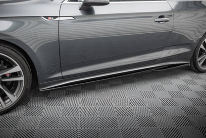 Maxton Seitenschweller Ansatz für Audi S5 Coupe / A5 S-Line Coupe F5 Facelift schwarz Hochglanz