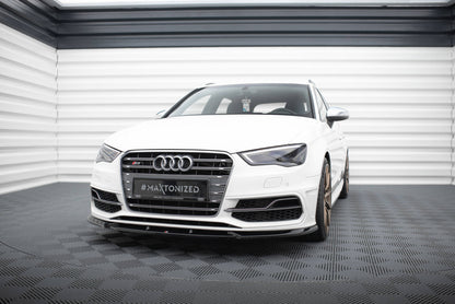 Maxton Front Ansatz V.2 für Audi S3 / A3 S-Line Sportback / Hatchback 8V schwarz Hochglanz