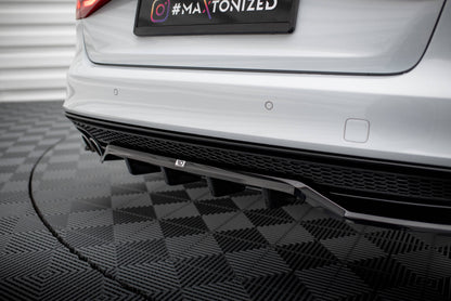 Maxton Mittlerer Diffusor Heck Ansatz DTM Look für Audi A4 Competition B8 Facelift schwarz Hochglanz