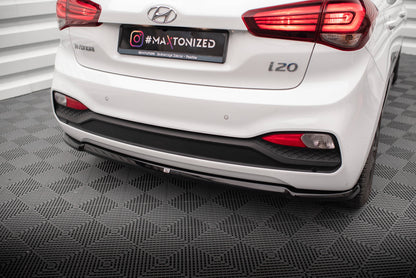 Maxton Mittlerer Diffusor Heck Ansatz für Hyundai I20 Mk2 Facelift schwarz Hochglanz