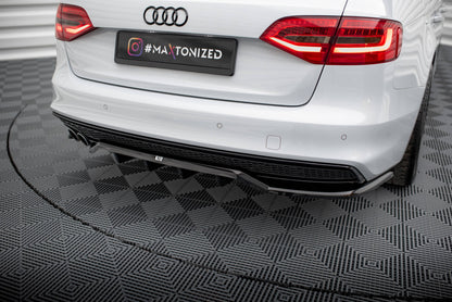 Maxton Mittlerer Diffusor Heck Ansatz DTM Look für Audi A4 Competition B8 Facelift schwarz Hochglanz