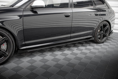 Maxton Street Pro Seitenschweller Ansatz für + Flaps Audi RS6 Avant C6 schwarz Hochglanz