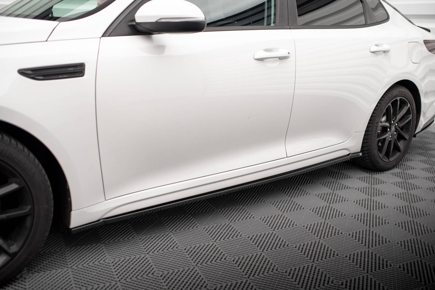 Maxton Seitenschweller Ansatz für Kia Optima Mk4 Facelift schwarz Hochglanz