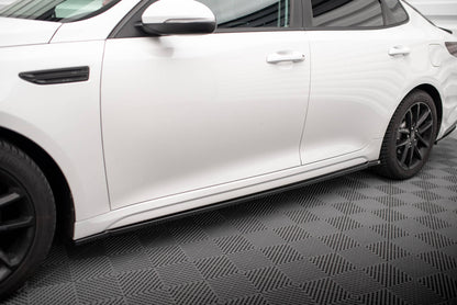 Maxton Seitenschweller Ansatz für Kia Optima Mk4 Facelift schwarz Hochglanz