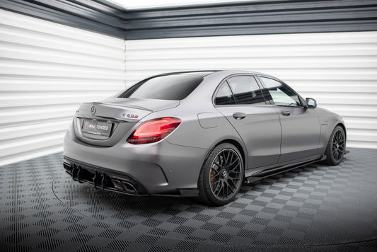 Maxton Hintere Seiten Flaps für Mercedes-AMG C63 Limousine / Kombi W205 Facelift schwarz Hochglanz