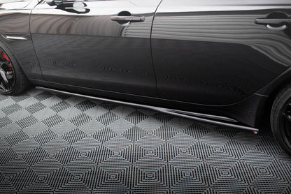 Maxton Seitenschweller Ansatz für Jaguar XE X760 Facelift schwarz Hochglanz