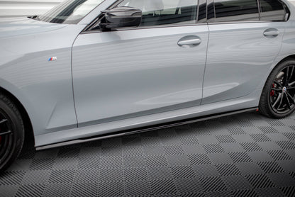 Maxton Seitenschweller Ansatz für BMW 3er M340i / M-Paket G20 / G21 Facelift schwarz Hochglanz