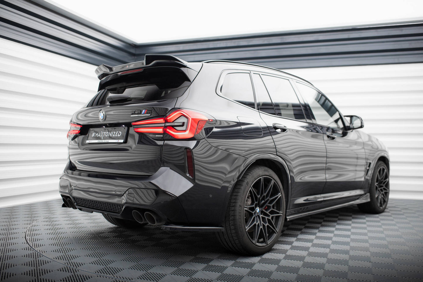 Maxton Heck Ansatz Flaps Diffusor V.1 für BMW X3 M F97 Facelift schwarz Hochglanz