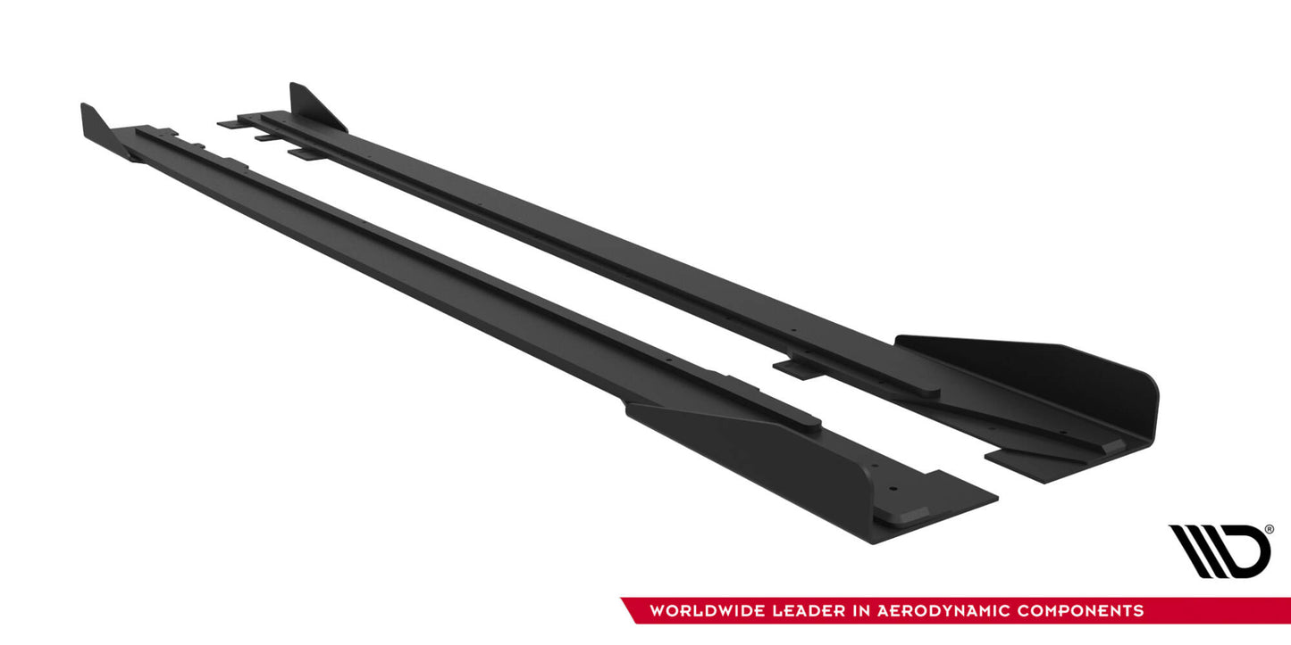 Maxton Street Pro Seitenschweller Ansatz für + Flaps Ford Mustang GT Mk6  schwarz Hochglanz
