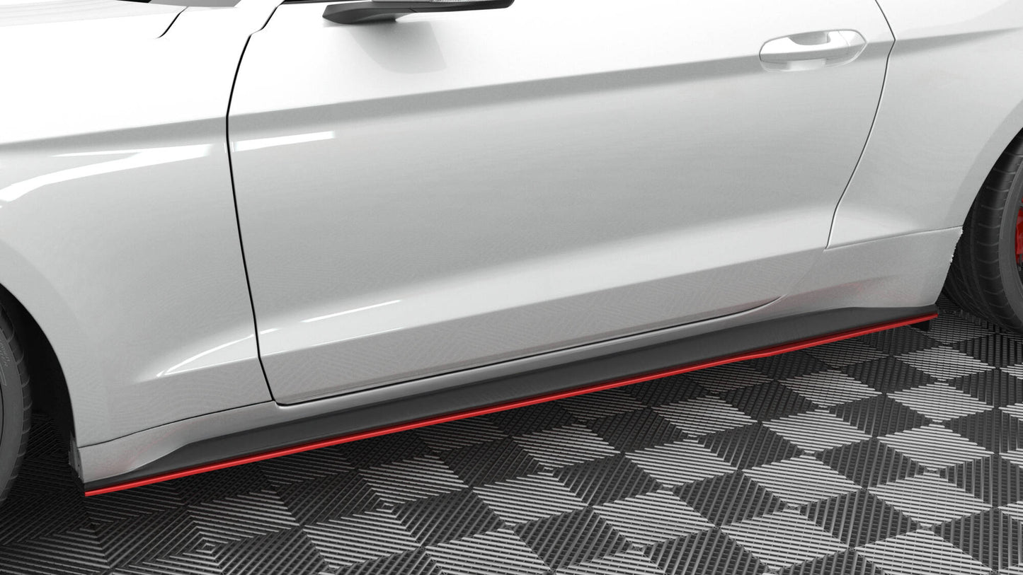 Maxton Seitenschweller Ansatz für V.2 für Ford Mustang Mk6 Facelift schwarz Hochglanz