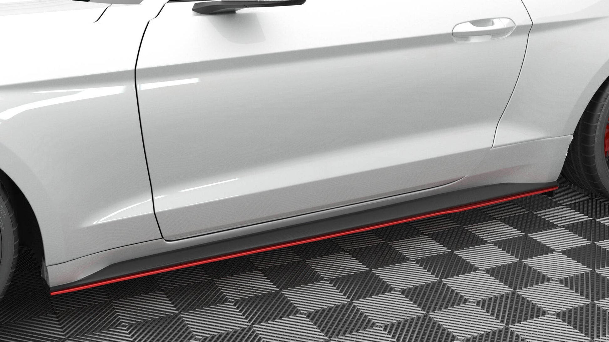 Maxton Seitenschweller Ansatz für V.2 für Ford Mustang Mk6 Facelift schwarz Hochglanz