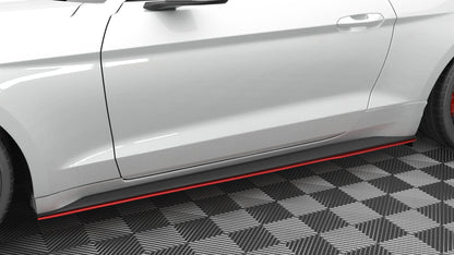 Maxton Seitenschweller Ansatz für V.2 für Ford Mustang Mk6 Facelift schwarz Hochglanz
