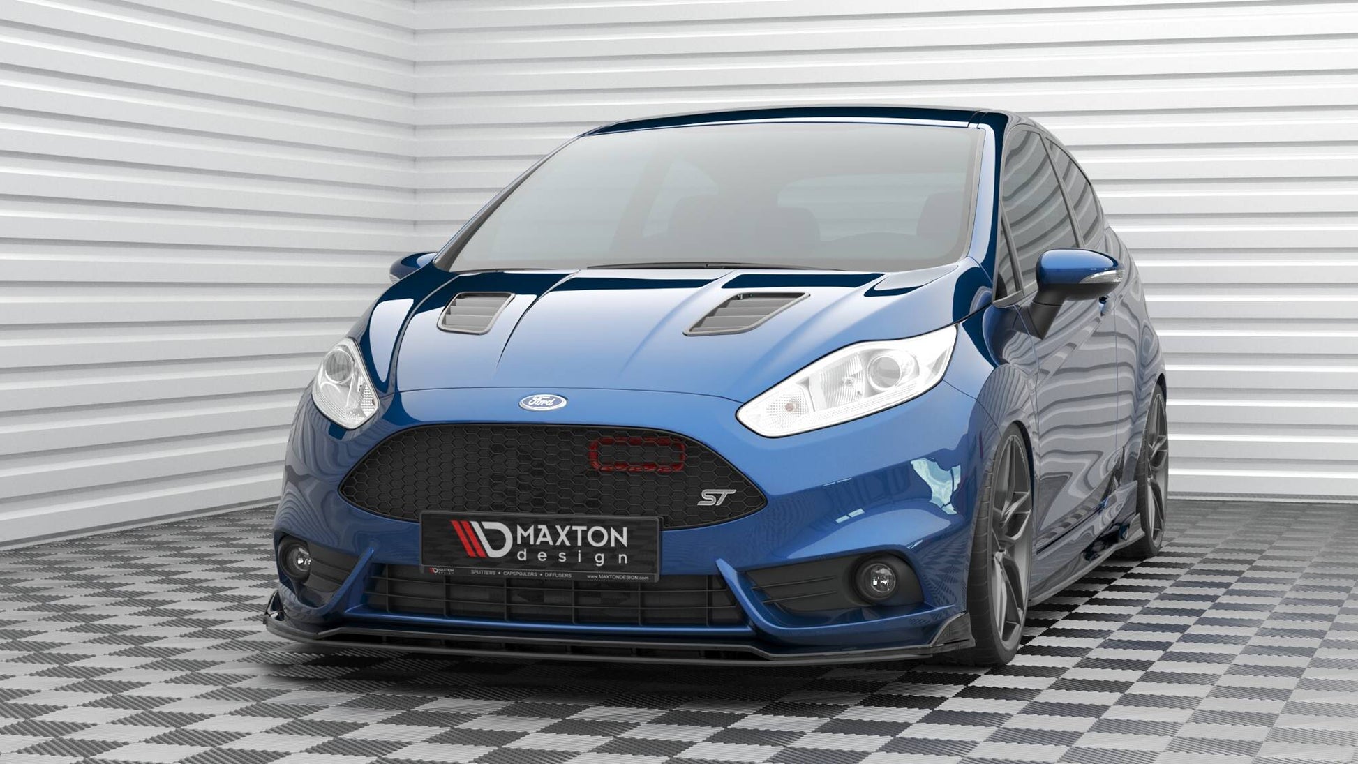 Maxton Motorhauben Luftschlitze Ford Fiesta ST Mk7 Facelift schwarz Hochglanz