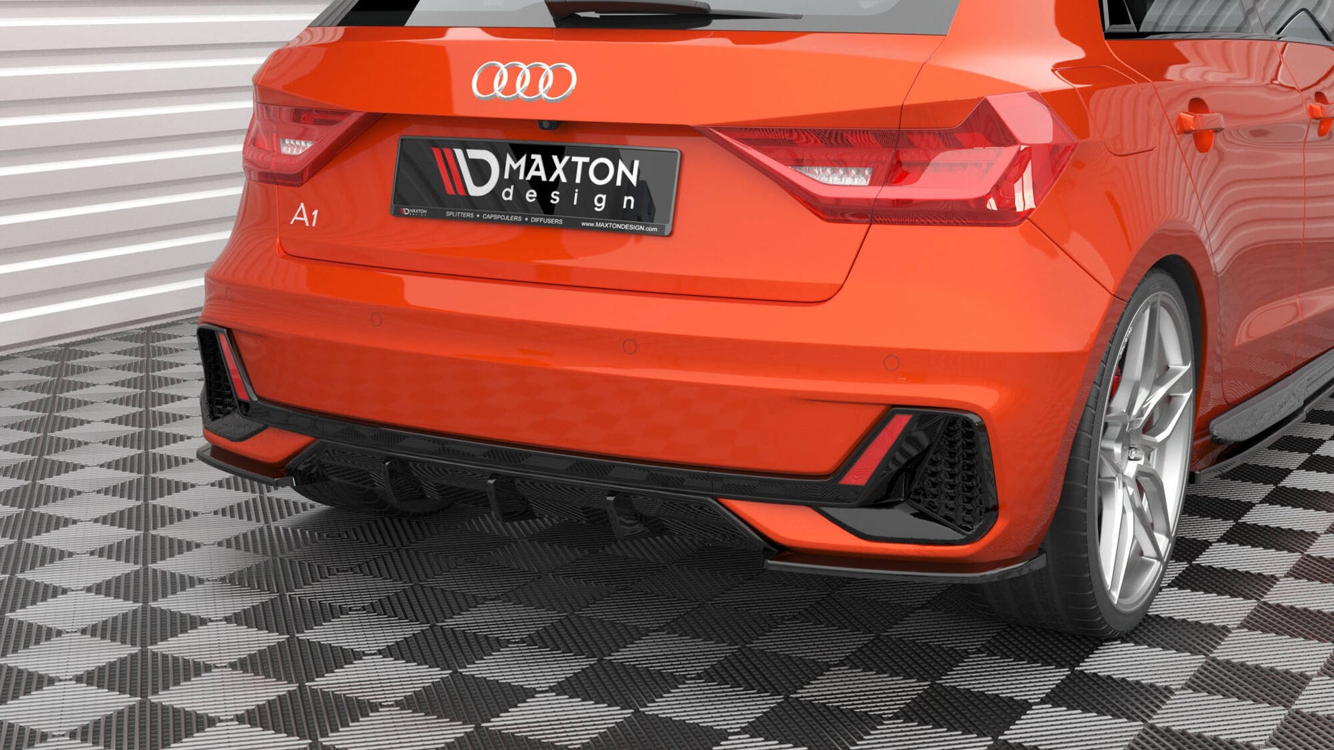 Maxton Heck Ansatz Flaps Diffusor V.2 für Audi A1 S-Line GB schwarz Hochglanz