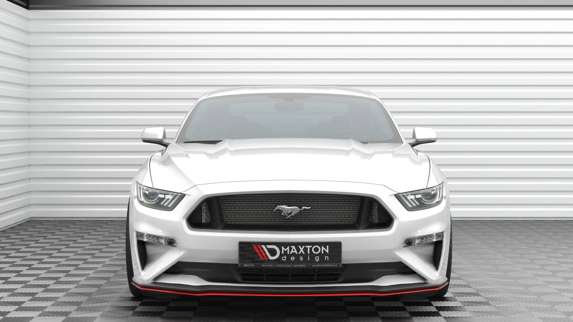 Maxton Front Ansatz V.2 für Ford Mustang Mk6 Facelift schwarz Hochglanz