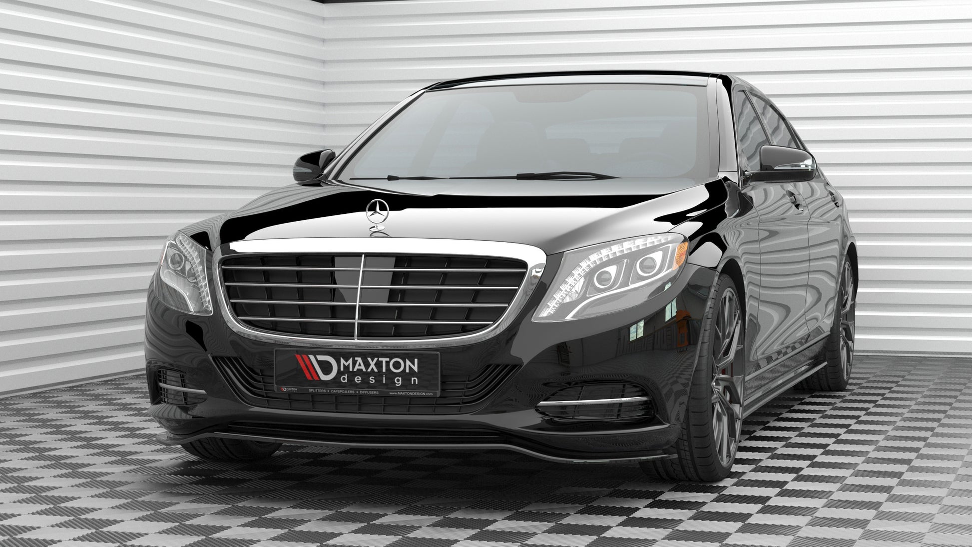 Maxton Front Ansatz V.1 für Mercedes-Benz S W222 schwarz Hochglanz