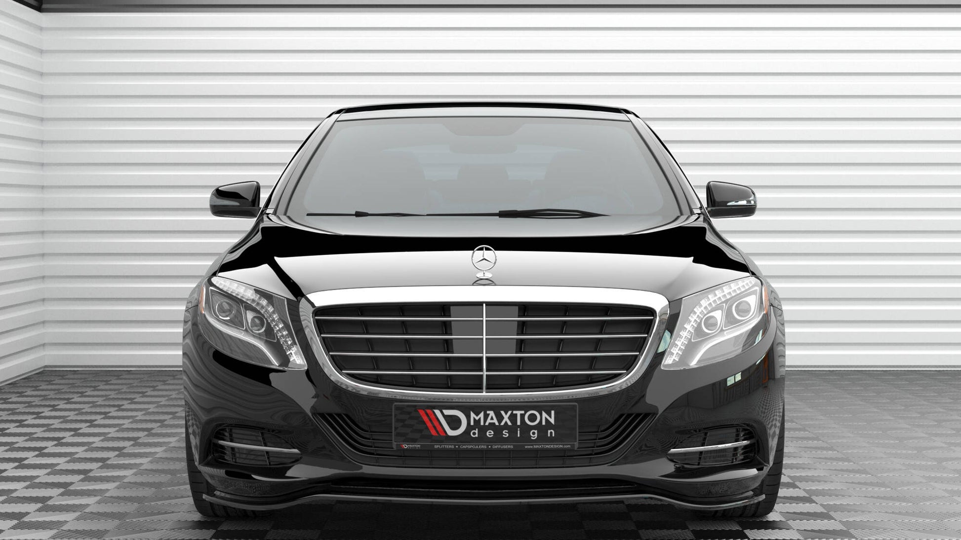 Maxton Front Ansatz V.1 für Mercedes-Benz S W222 schwarz Hochglanz