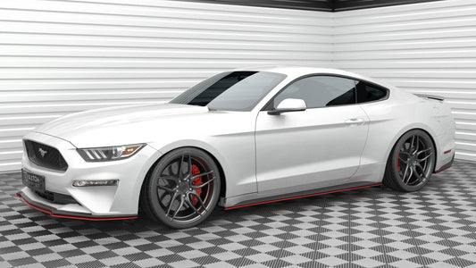 Maxton Seitenschweller Ansatz für V.2 für Ford Mustang Mk6 Facelift schwarz Hochglanz