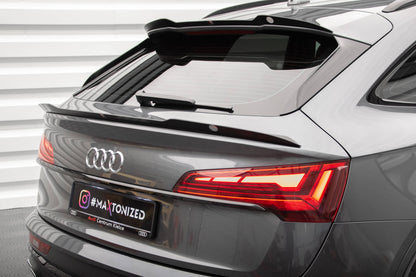 Maxton Niedriger Spoiler CAP für Audi SQ5 Sportback Mk2 Facelift schwarz Hochglanz