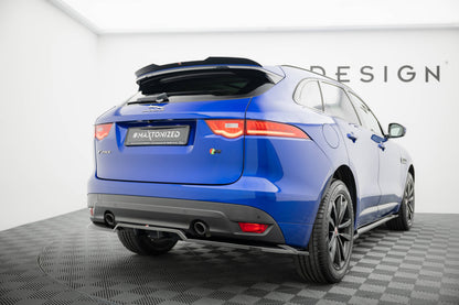 Maxton Hinten Splitter (mit einem vertikalem balken) Jaguar F-Pace R-Sport Mk1 schwarz Hochglanz